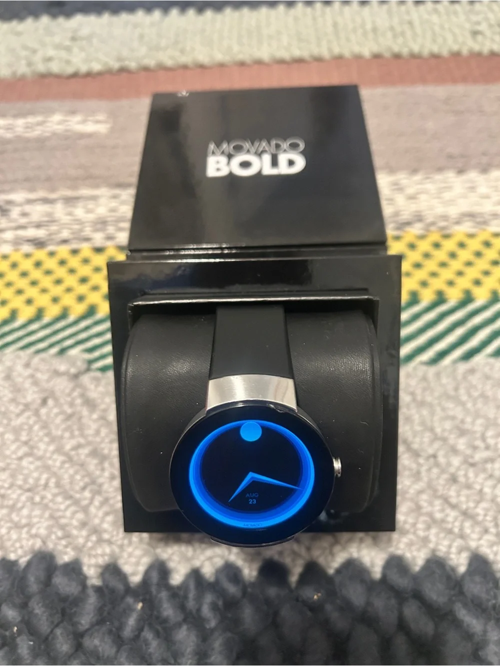 Movado Black Smartwatch with Blue Accent